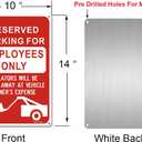 2 Pack Reserved Parking for Employees Only Sign, Violators Will Be Towed Away at Vehicle Owner's Expense, 10" x 14" Reflective Rust Free Aluminum, UV Protected, Durable Ink, Easy to Mount