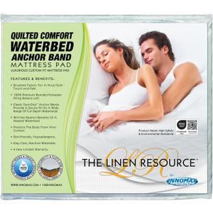 INNOMAX The Linen Resource Quilted Comfort Waterbed Anchor Band Custom Fit Mattress Pad Protective Cover King