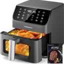 Beelicious Large AirFryer Machine, 12-in-1 Digital Airfryer with Window, Dishwasher Safe, 5.8Qt, 40+ Recipes, Flavor-Lock Tech, Shake Reminder, Compact, Quiet, Nonstick Air Fryers. Black