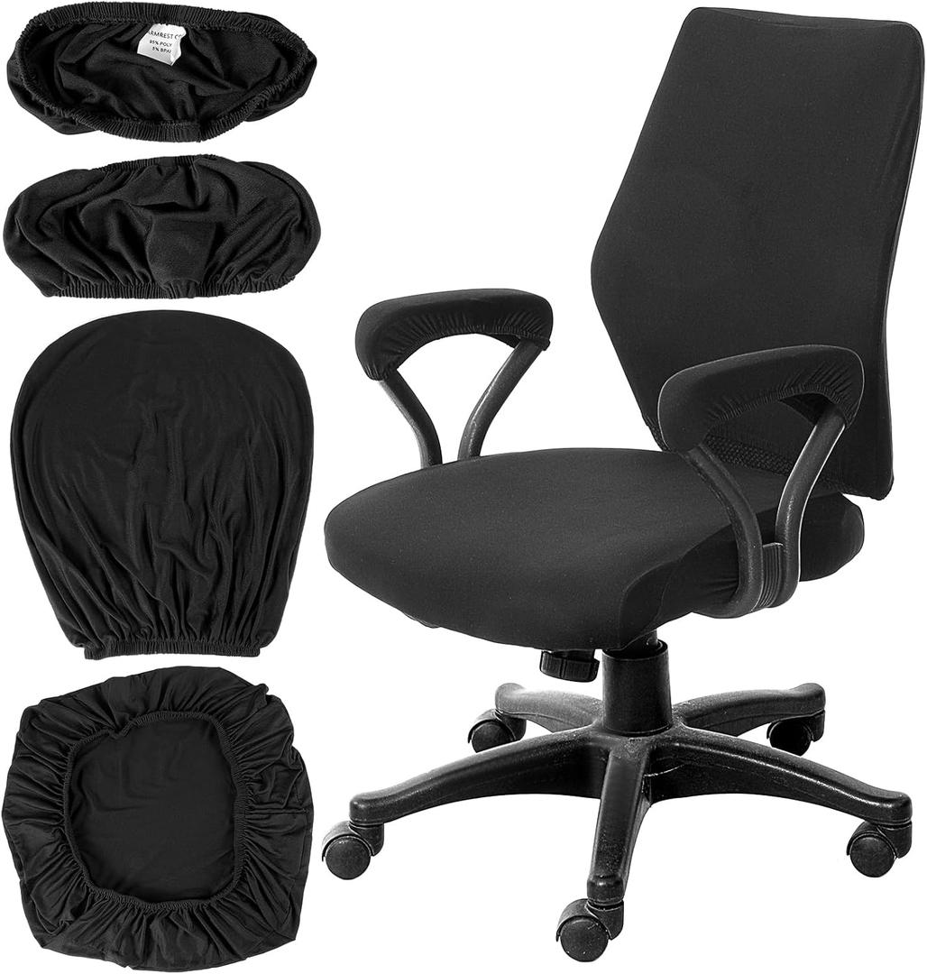 4 Pcs Computer Chair Covers,Stretch Office Chair Seat Covers,Universal Protective Stretchable Desk Chair Seat Cover for Swivel Chairs & Office Accessories(Black)
