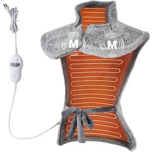 Massaging Heating Pad for Neck and Shoulders and Back, 24" x 35" Large Electric Heating Pad for Back Pain Relief with 3 Heat Levels, 4 Massage Settings, 2H Auto Shut-Off, 2 Massage Motors,Grey