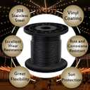 304 Stainless Steel Wire Rope Cable 3/32, Black Vinyl Coated - Outdoor Light Guide Wire for String Lights, Clotheslines - 1/16 Inch Overmolded to 3/32 Inch, 100ft