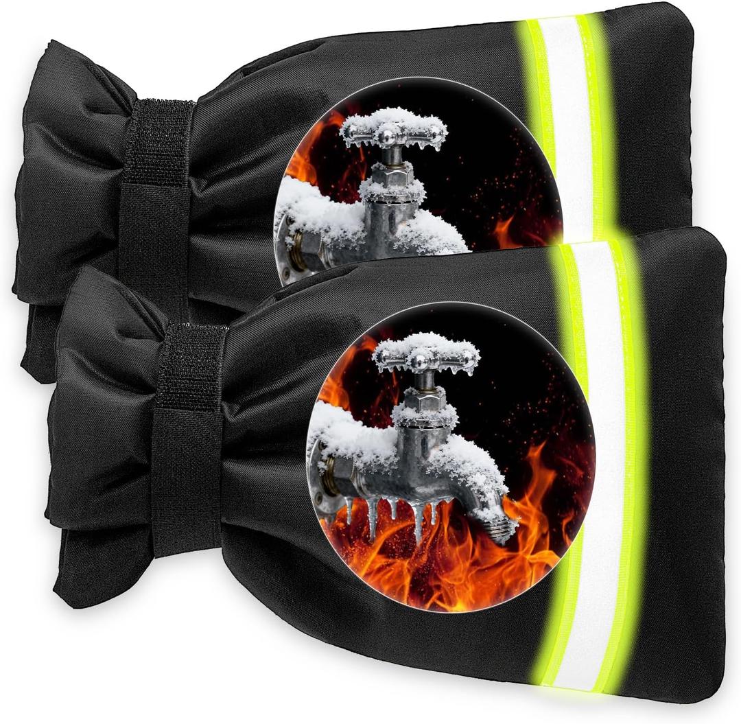 3 x HOZELIN Outdoor Faucet Covers for Winter Freeze Protection 2Pack, 5.9" W x 8.25" H Heavy Duty Waterproof Insulated Spigot Covers for Outside Taps & Hose Bibs, Frost Proof, Easy Install (Black)