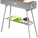 Charcoal Grills Commercial Quality Portable Multiple Size Hibachi BBQ Lamb Skewer Folded Camping Barbecue Grill for Garden Backyard Party Picnic Travel Outdoor Cooking Use(31.6x7.1x5.1 inch)