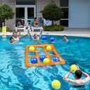 Pool Toys Games Set- Tic-Tac-Toe Inflatable Pool Toy with 10 Balls - for Adults Teens Kids 2-10 Players