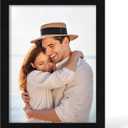 YESKAY 9x12 Picture Frame - 9 x 12 Photo Frame Made of Solid Oak Wood and Real Glass,Display Picture 2 Opening 5x7 with Mat or 9x12 Without Mat for Wall & Tabletop(Color Black)