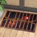 Halloween Welcome Doormats Horror Movie Door Mat 3D Checkered Dancing Clown Doormat Non Skid Area Rugs Outdoor Or Indoor Floor Mats for Bathroom Kitchen Front door Decorations 17x29.5 in (White)