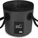 Collapsible Bucket with Handle, 5 Gallon 20L Multifunctional Foldable Water Container, Portable Waterproof Wash Basin for Fishing Camping Hiking Garden Car Washing (Black)