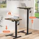 Mobile Standing Desk with Wheels - Electric Height Adjustable Small Movable Laptop Desk, Portable Rolling Computer Sit Stand Side Table for Home Office, Sofa&Bedside Use (23.6" Black)