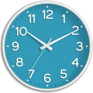 Roymnie Wall Clock 12 Inch Silent Wall Clocks Battery Operated-Modern Non Ticking Analog Clock Decorative for Kitchen Bedroom Office (Blue)