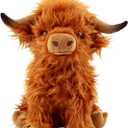 10.5 inches Highland Cows Stuffed Animals, Cute Fluffy Cow Plush Figure Toys Realistic Highland Cattle Plush Decor for Kids Baby Girls Boys