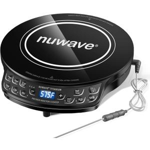 Nuwave Induction Cooktop, Improved Hot Plate with Digital Probe , 106 Temps 100°F-575°F, 3 Watt Settings, Portable Induction Burners for Cooking