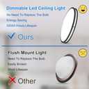 DLLT Flush Mount LED Ceiling Light: 32 Inch 5CCT (3000K-6000K) & Dimmable Ceiling Light Fixtures for Bedroom Hallway - 45W Modern Black Super Bright Kitchen Lighting Fixtures Ceiling, 34.44 x 19.6 x 5.51 inches