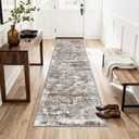Abstract Washable Runner Rug 2x6, Brown Non-Slip Hallway Rug, Woven Non-Shedding Thin Runners for Entryway, Kitchen, Laundry Room