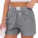 ANRABESS Boxer Shorts for Women Gingham Pajama 2025 Summer Casual Lounge Sleep Plaid Shorts Y2K Beach Bottoms XXL