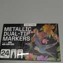 ARTISTRO 24 Metallic Dual-Tip Acrylic Paint Markers for Rock, Canvas, Glass, Wood, & More Fine + Dot Tips