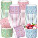 Pickmesh 80 Pcs Floral Paper Ice Cream Cups 9 oz Spring Summer Floral Disposable Dessert Bowls Snack Soup Paper Cups Birthday Wedding Baby Shower Tea Party Supplies for Hot or Cold Food