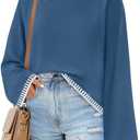 ZESICA Women's Oversized Long Sleeve Sweaters Fall Crewneck Color Block Loose Ribbed Knit Pullover Tops (L)