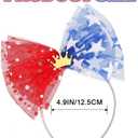 Asooll Light Up 4th of July Headband Red White Blue Bow Star Patriotic Hair Accessories for Women