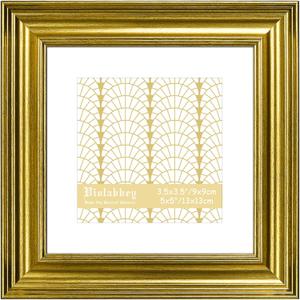 VIOLABBEY 5x5 Picture Frame Gold, Vintage Photo Frames Square, Fits Pictures 3.5x3.5 with Mat or 5 x 5 without Mat, Display for Tabletop and Wall