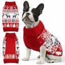 Christmas Dog Sweaters for Small Medium Large Dogs and Cats,Pet Soft Warm Holiday Outfit Girl & Boy,Pup Winter Clothes Turtleneck Double Knitting Collar for Outdoors Playing (Deer, M)