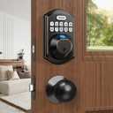 TEEHO TE002K Keyless Fingerprint Deadbolt Door Lock - Smart Lock with Handle and Keypad - Oil-Rubbed Bronze