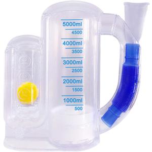 Incentive Spirometer Adult, Flutter Breathing Exercise Device for Lungs, Deep Breathing Trainer for Adults  5000ml Volume Measurement with Flow Rate Indicator