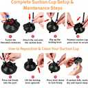 Suction Cup Cat Toy for Indoor Cats, 4 Play Modes Hands Free Interactive Cat Teaser Wand with 12 Replaceable Bell Attachments, Self Play Kitten Toys for Boredom Relief and Exercise