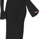 Leoparts Crochet Swimsuit Cover Up for Women Sexy V Neck Hollow Out Backless Maxi Dress Beach Bikini Coverup Dresses (Medium, 2402 Black)