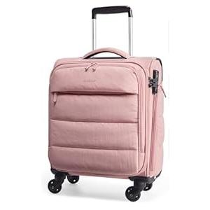 BAGSMART Underseat Carry on Luggage with Wheels, Soft Underseat Travel Luggage with PVC Wet/ Dry Pockets, Lightweight Soft Personal Item Suitcase for Short Trip, Sakura Pink, 16 inch