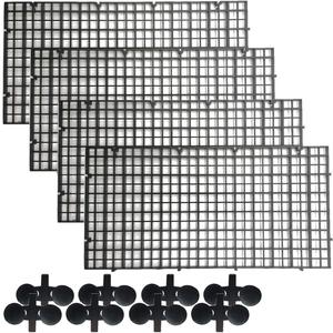 TIHOOD 4PCS Aquarium Divider Tray Plastic Grid Aquarium Egg Crate Light Diffuser, Fish Tank Divider Filter Bottom Isolation with 8PCS Sucker Clip