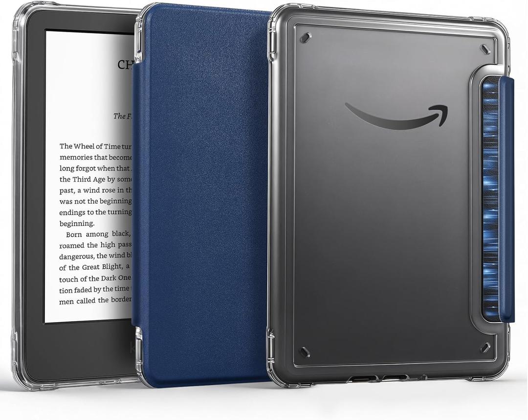 CoBak Detachable Magnetic Case for 6" Kindle 11th Gen (2024 and 2022 Release) - Ultra Slim Transparent Clear TPU Back Shell Protective Cover with Auto Wake/Sleep for Kindle 11th Generation (Blue)