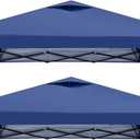 2PCS 10x10 Pop Up Canopy Replacement Top Cover with Air Vent for Straight Leg Canopy Tent, Waterproof for Outdoor Garden Patio Camping Sun Shade(Top Only) (Dark Blue)