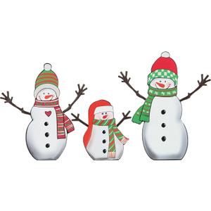 2 x CYNOSA 3Pcs Snowman Table Signs Christmas Decorations for Home Christmas Decor Winter Rustic Wooden Snowman Tabletop Centerpieces Block Signs Decorations for Xmas Holiday Party Indoor Home Decor