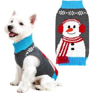 UETZLTB Dog Christmas Sweater Ugly Snowman Pet Sweaters Clothes Holiday Xmas Puppy Outfit Present for Small Medium Large Dogs Cats Boys Girls Turtleneck Knit Soft Warm Doggy Apparel (Grey Snowman,L)