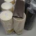 SIUQ 12 oz Coffee Cups-90 Pack Disposable Coffee Cups with Lids and Straws, Insulated Ripple Wall To Go Paper Coffee Cup for Coffee, Hot Chocolate and Hot Tea Drinks - Champagne