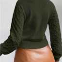 Verdusa Women's Cable Chunky Cardigan Sweaters Button Up Short Fall Outerwear Clothes (Green, M)