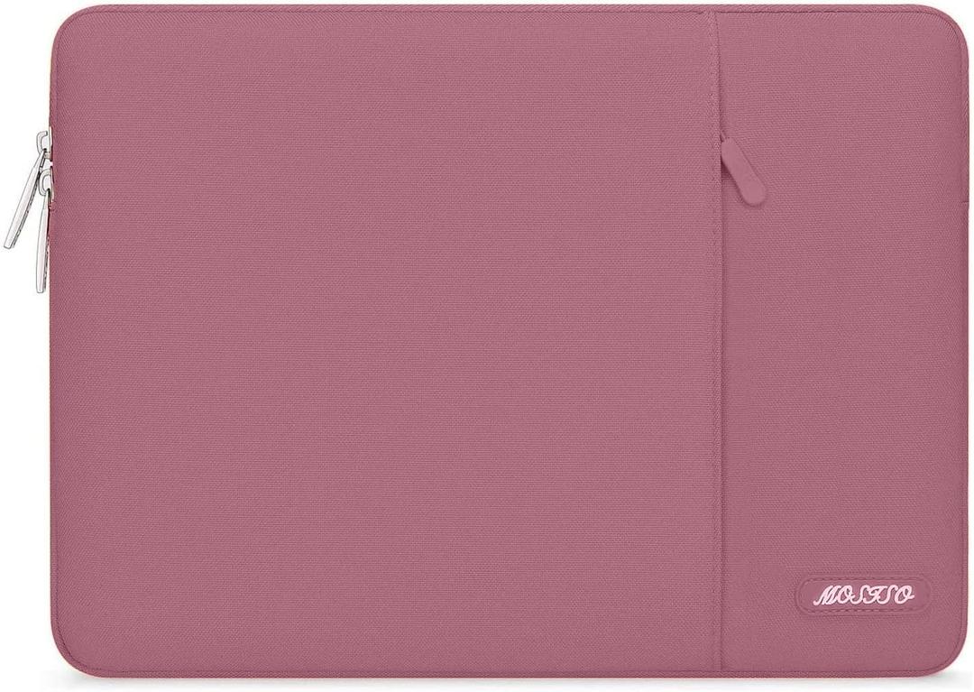 MOSISO Laptop Case 16 inch, 15-15.6 inch Laptop Sleeve Compatible with MacBook Pro 16 M5 M4 M3 M2 M1, HP Acer Dell Lenovo ASUS, Polyester Vertical Computer Sleeve Bag with Pocket, Dusty Rose