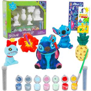 Stitch Paint Your Own Figurines Set - Bundle with DIY Painting Set of Lilo & Stitch, Stickers, More | Disney Figures Arts & Crafts for Kids, Disney Ceramic Figures to Paint for Kids