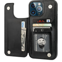 ONETOP Compatible with iPhone 13 Pro Max Wallet Case with Card Holder,PU Leather Kickstand Card Slots Case, Double Magnetic Clasp and Durable Shockproof Cover 6.7 Inch(Black)