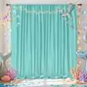 Turquoise Backdrop Curtains 10ftx8ft Mermaid Polyester Photo Drapes, 2 Panels 5ft X 8ft