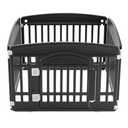 NEWBULIG Dog Playpen 4-Panel, 24IN Puppy Playpen, Stable Dog Play Pen Indoors/Outdoor with Secure Locking Door, Plastic Pet Fence for Small & Medium Dog, Black 35"L x 35"W x 23.6"H