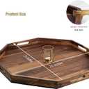 26 Inches Extra Large Octagonal Black Walnut Wood Ottoman Tray with Handles, Serve Tea, Coffee Classic Wooden Decorative Serving Tray