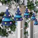 Leinuosen 12 Pcs Christmas Tree Ornament 4.8 Inch Yarn Tassel Christmas Hanging Ornament Handmade Macrame Xmas Tree Decor (Blue)