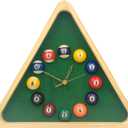 Yuanhe Billiards Pool Ball Clock - 14Inch Triangle Pool Table Cool Wall Clock with Solid Wood Frame,Great for Billiards Room,Pool Room,Game Room,Bar