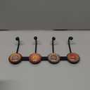 Coat Rack Wall Mounted with 4 Hooks, Round Brown Pattern Decorative Wall Hooks for Hanging Hat, Key, Towel, Purse, Bag and Robe, for Entryway Bathroom Organizer Hanger