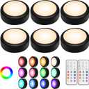 Alivation Puck Lights with Remote Control, LED Under Cabinet Lighting Wireless, LED Light Battery Operated, Tap Battery Powered, Stick on Push Lights for Closet, Kitchen, Wall, Counter (Black)