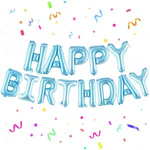 KatchOn, Light Blue Happy Birthday Balloon Banner - 16 Inch | Happy Birthday Sign | Birthday Decoration For Boys, Girls, Women and Men | Ocean Theme Birthday Decorations