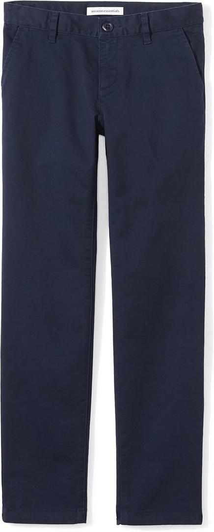 Amazon Essentials Girls and Toddlers' Flat Front Uniform Chino Pant with Adjustable Stretch (2T, Navy)