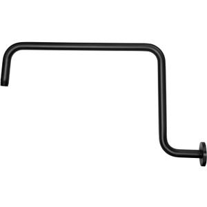 Naiture Offset Brass S Shapes Extension Shower Arm, Extender Tube Shower Head (Black, 19'' x 11'') (19'' x 11'', Black)